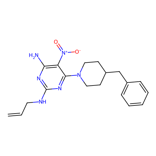 6-(4-benzylpiperidin-1-yl)-5-nitro-N~2~-(prop-2-en-1-yl)pyrimidine-2,4-diamine structure
