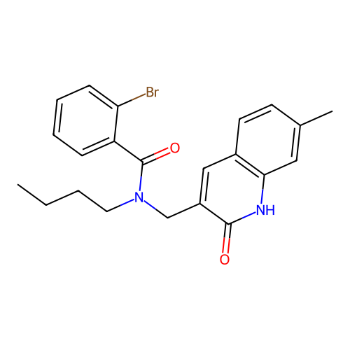 2-bromo-N-butyl-N-[(7-methyl-2-oxo-1H-quinolin-3-yl)methyl]benzamide structure