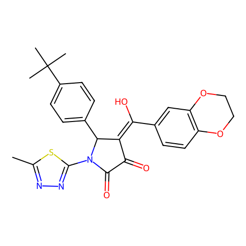 (4E)-5-(4-tert-butylphenyl)-4-[2,3-dihydro-1,4-benzodioxin-6-yl(hydroxy)methylidene]-1-(5-methyl-1,3,4-thiadiazol-2-yl)pyrrolidine-2,3-dione structure