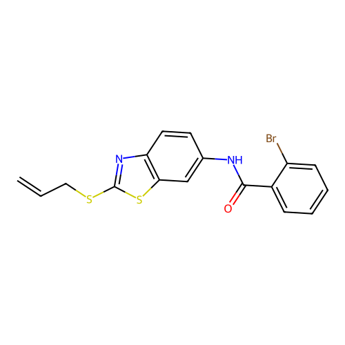 2-bromo-N-[2-(prop-2-en-1-ylsulfanyl)-1,3-benzothiazol-6-yl]benzamide structure