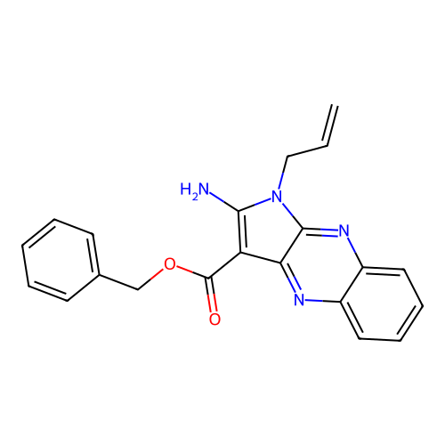 benzyl 2-amino-1-(prop-2-en-1-yl)-1H-pyrrolo[2,3-b]quinoxaline-3-carboxylate structure