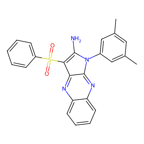 1-(3,5-dimethylphenyl)-3-(phenylsulfonyl)-1H-pyrrolo[2,3-b]quinoxalin-2-amine structure