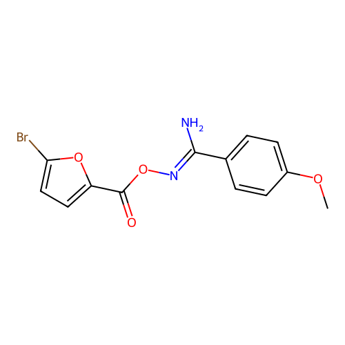[[Amino-(4-methoxyphenyl)methylidene]amino] 5-bromofuran-2-carboxylate structure