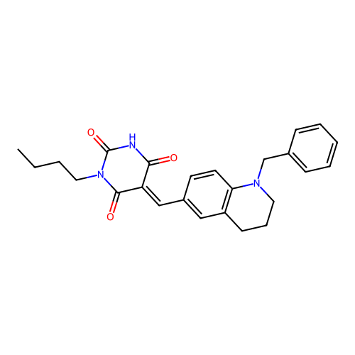 (5E)-5-[(1-benzyl-1,2,3,4-tetrahydroquinolin-6-yl)methylidene]-3-butyl-6-hydroxypyrimidine-2,4(3H,5H)-dione structure