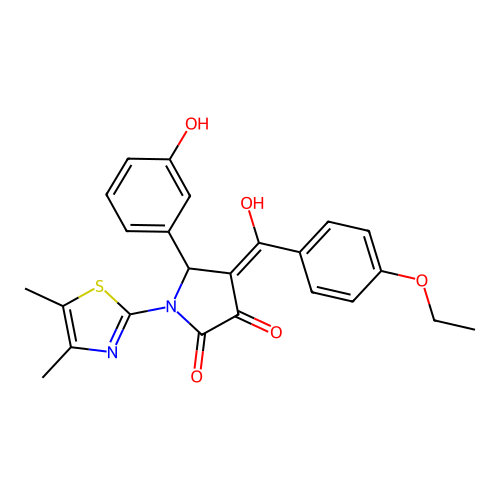 (4E)-1-(4,5-dimethyl-1,3-thiazol-2-yl)-4-[(4-ethoxyphenyl)(hydroxy)methylidene]-5-(3-hydroxyphenyl)pyrrolidine-2,3-dione structure