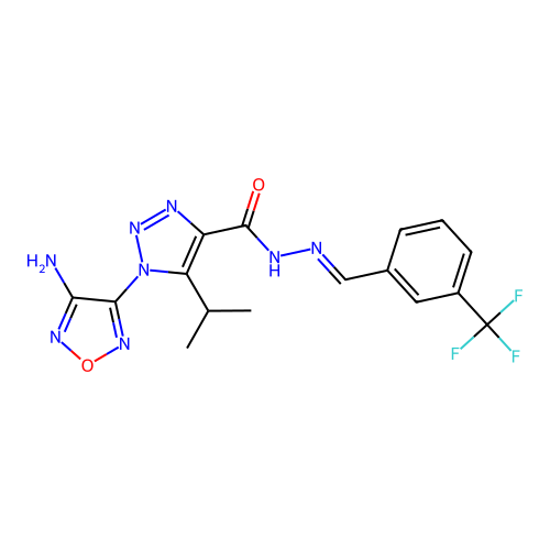 (E)-1-(4-amino-1,2,5-oxadiazol-3-yl)-5-isopropyl-N'-(3-(trifluoromethyl)benzylidene)-1H-1,2,3-triazole-4-carbohydrazide structure