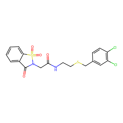 N-(2-((3,4-dichlorobenzyl)thio)ethyl)-2-(1,1-dioxido-3-oxobenzo[d]isothiazol-2(3H)-yl)acetamide structure