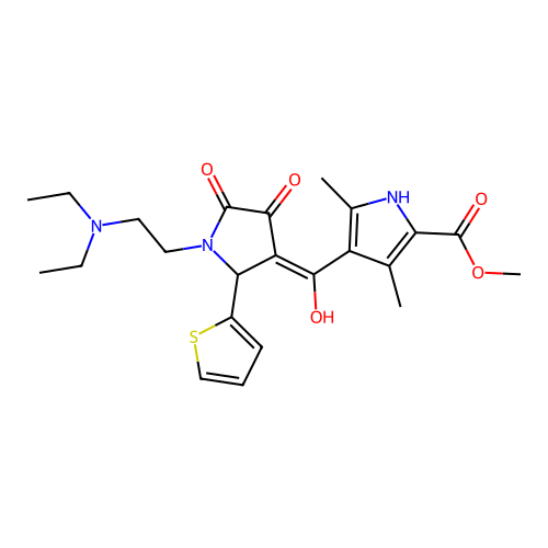 4-[1-(2-Diethylamino-ethyl)-4-hydroxy-5-oxo-2-thiophen-2-yl-2,5-dihydro-1H-pyrrole-3-carbonyl]-3,5-dim ethyl-1H-pyrrole-2-carboxylic acid methyl ester structure