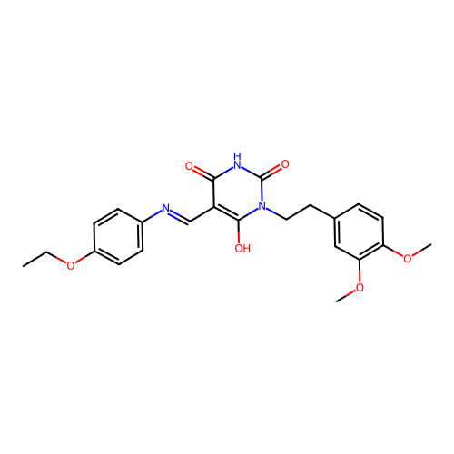 (Z)-1-(3,4-dimethoxyphenethyl)-5-(((4-ethoxyphenyl)amino)methylene)pyrimidine-2,4,6(1H,3H,5H)-trione structure