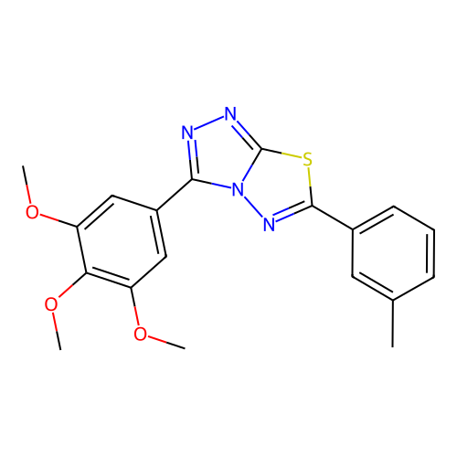 6-(3-methylphenyl)-3-(3,4,5-trimethoxyphenyl)-[1,2,4]triazolo[3,4-b][1,3,4]thiadiazole structure
