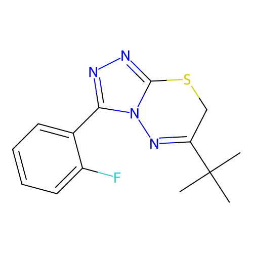 6-tert-butyl-3-(2-fluorophenyl)-7H-[1,2,4]triazolo[3,4-b][1,3,4]thiadiazine structure