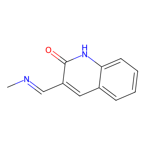 (E)-3-((methylimino)methyl)quinolin-2-ol structure