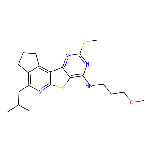 4-isobutyl-N-(3-methoxypropyl)-9-(methylthio)-2,3-dihydro-1H-cyclopenta[4',5']pyrido[3',2':4,5]thieno[3,2-d]pyrimidin-7-amine structure
