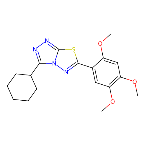 3-Cyclohexyl-6-(2,4,5-trimethoxyphenyl)-[1,2,4]triazolo[3,4-b][1,3,4]thiadiazole structure