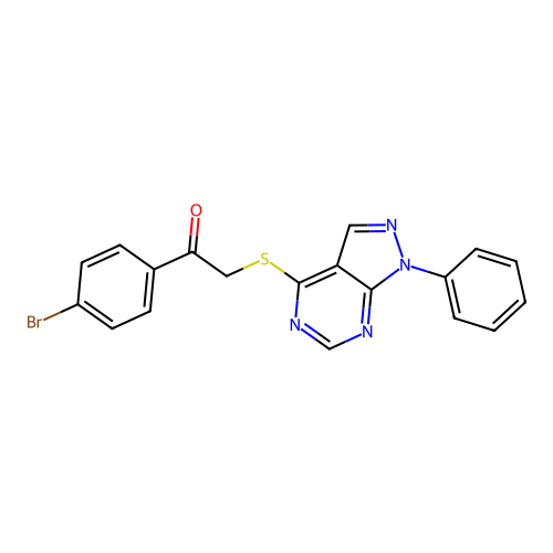1-(4-Bromophenyl)-2-(1-phenylpyrazolo[3,4-d]pyrimidin-4-yl)sulfanylethanone structure