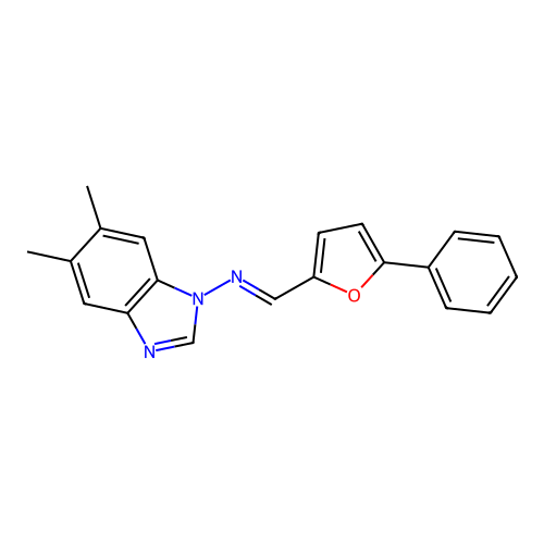 5,6-dimethyl-N-[(E)-(5-phenylfuran-2-yl)methylidene]-1H-benzimidazol-1-amine structure