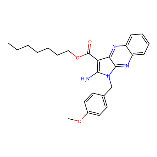 heptyl 2-amino-1-(4-methoxybenzyl)-1H-pyrrolo[2,3-b]quinoxaline-3-carboxylate structure
