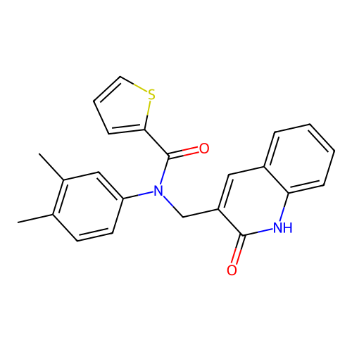 N-(3,4-dimethylphenyl)-N-((2-hydroxyquinolin-3-yl)methyl)thiophene-2-carboxamide structure