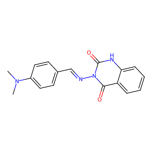 (E)-3-((4-(dimethylamino)benzylidene)amino)quinazoline-2,4(1H,3H)-dione structure