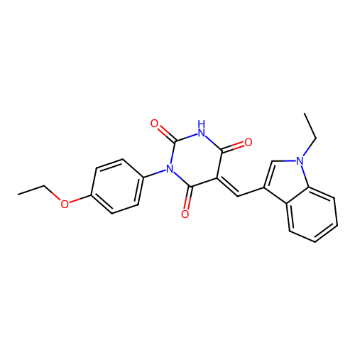 (5E)-1-(4-ethoxyphenyl)-5-[(1-ethylindol-3-yl)methylidene]-1,3-diazinane-2,4,6-trione structure