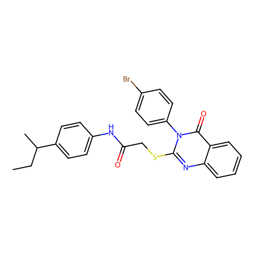 2-{[3-(4-bromophenyl)-4-oxo-3,4-dihydroquinazolin-2-yl]sulfanyl}-N-[4-(butan-2-yl)phenyl]acetamide structure