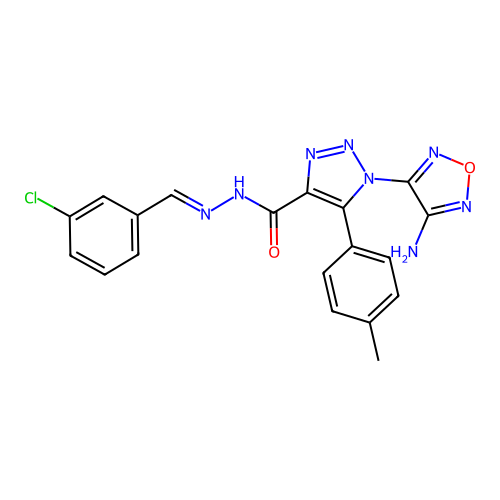 (E)-1-(4-amino-1,2,5-oxadiazol-3-yl)-N'-(3-chlorobenzylidene)-5-(p-tolyl)-1H-1,2,3-triazole-4-carbohydrazide structure