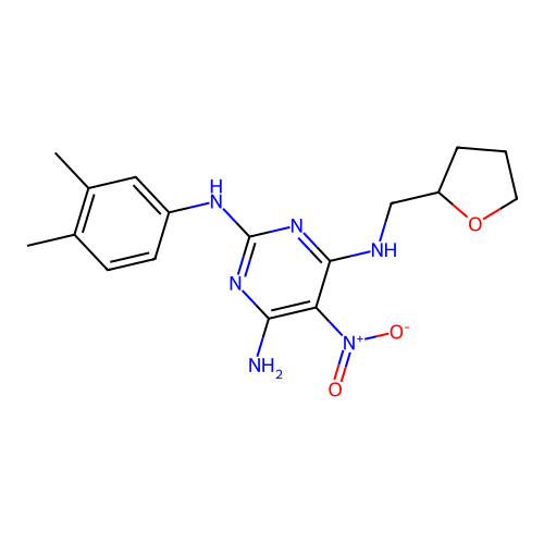 {6-amino-2-[(3,4-dimethylphenyl)amino]-5-nitropyrimidin-4-yl}(oxolan-2-ylmethy l)amine structure