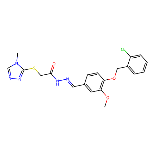 (E)-N'-(4-((2-chlorobenzyl)oxy)-3-methoxybenzylidene)-2-((4-methyl-4H-1,2,4-triazol-3-yl)thio)acetohydrazide structure