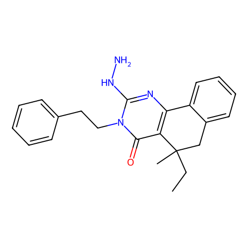 5-ethyl-2-hydrazinyl-5-methyl-3-phenethyl-6H-benzo[h]quinazolin-4-one structure