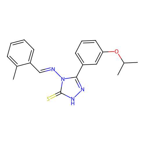 (E)-5-(3-isopropoxyphenyl)-4-((2-methylbenzylidene)amino)-4H-1,2,4-triazole-3-thiol structure