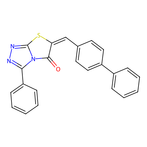 (6E)-3-phenyl-6-[(4-phenylphenyl)methylidene]-[1,3]thiazolo[2,3-c][1,2,4]triazol-5-one structure