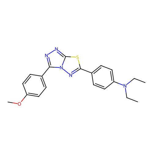 N,N-diethyl-4-(3-(4-methoxyphenyl)-[1,2,4]triazolo[3,4-b][1,3,4]thiadiazol-6-yl)aniline structure