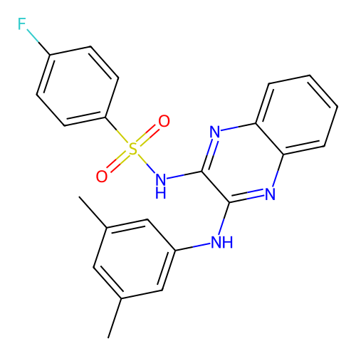N-(3-((3,5-dimethylphenyl)amino)quinoxalin-2-yl)-4-fluorobenzenesulfonamide structure