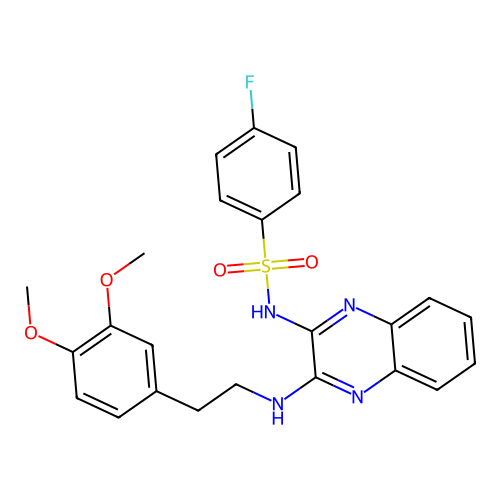 N-(3-((3,4-dimethoxyphenethyl)amino)quinoxalin-2-yl)-4-fluorobenzenesulfonamide structure