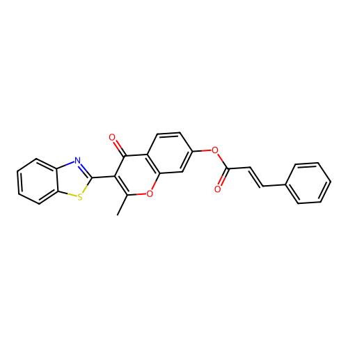 3-benzothiazol-2-yl-2-methyl-4-oxochromen-7-yl (2E)-3-phenylprop-2-enoate structure