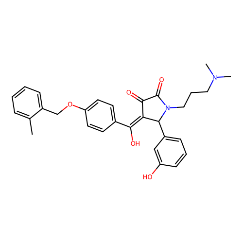 (4E)-1-[3-(dimethylamino)propyl]-4-[hydroxy-[4-[(2-methylphenyl)methoxy]phenyl]methylidene]-5-(3-hydroxyphenyl)pyrrolidine-2,3-dione structure