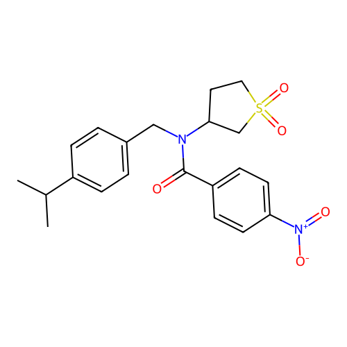 N-(1,1-dioxidotetrahydrothiophen-3-yl)-4-nitro-N-[4-(propan-2-yl)benzyl]benzamide structure