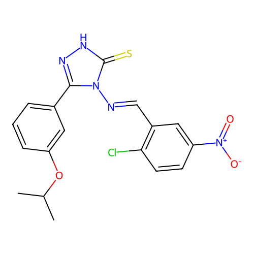 (E)-4-((2-chloro-5-nitrobenzylidene)amino)-5-(3-isopropoxyphenyl)-4H-1,2,4-triazole-3-thiol structure