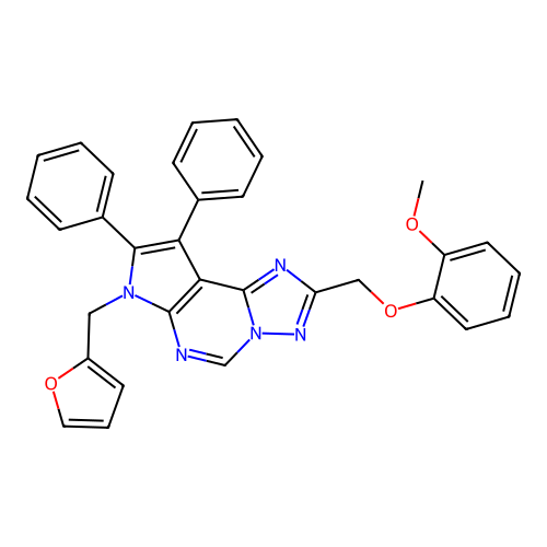 2-{[7-(2-FURYLMETHYL)-8,9-DIPHENYL-7H-PYRROLO[3,2-E][1,2,4]TRIAZOLO[1,5-C]PYRIMIDIN-2-YL]METHOXY}PHENYL METHYL ETHER structure