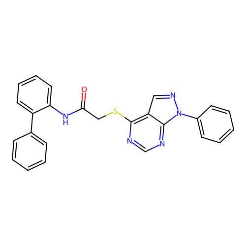 N-([1,1'-biphenyl]-2-yl)-2-((1-phenyl-1H-pyrazolo[3,4-d]pyrimidin-4-yl)thio)acetamide structure