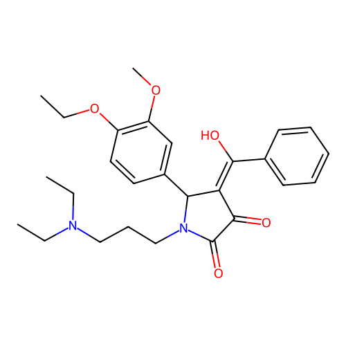 (4E)-1-[3-(diethylamino)propyl]-5-(4-ethoxy-3-methoxyphenyl)-4-[hydroxy(phenyl)methylidene]pyrrolidine-2,3-dione structure