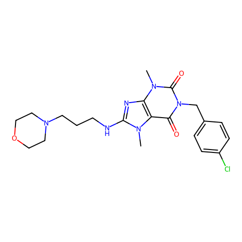 1-(4-chlorobenzyl)-3,7-dimethyl-8-((3-morpholinopropyl)amino)-1H-purine-2,6(3H,7H)-dione structure