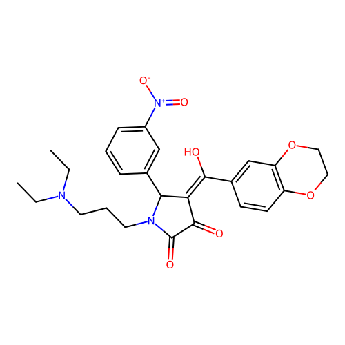 (4E)-1-[3-(diethylamino)propyl]-4-[2,3-dihydro-1,4-benzodioxin-6-yl(hydroxy)methylidene]-5-(3-nitrophenyl)pyrrolidine-2,3-dione structure