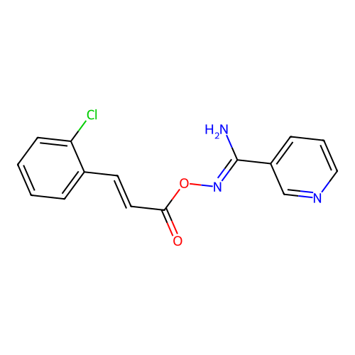N'-{[(2E)-3-(2-chlorophenyl)prop-2-enoyl]oxy}pyridine-3-carboximidamide structure