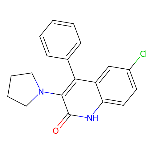 6-chloro-4-phenyl-3-(pyrrolidin-1-yl)quinolin-2(1H)-one structure
