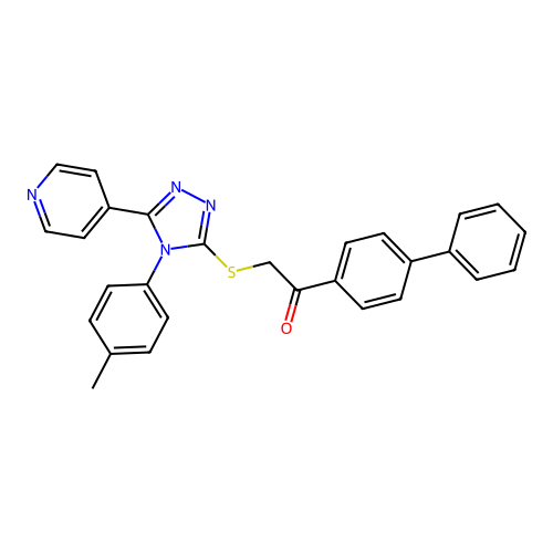 2-[[4-(4-methylphenyl)-5-pyridin-4-yl-1,2,4-triazol-3-yl]sulfanyl]-1-(4-phenylphenyl)ethanone structure