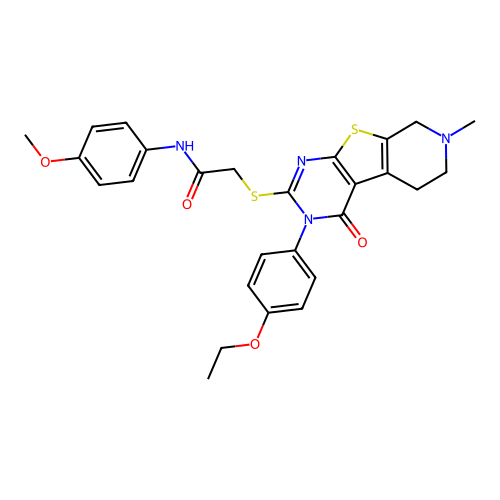 2-((3-(4-Ethoxyphenyl)-7-methyl-4-oxo-3,4,5,6,7,8-hexahydropyrido[4',3':4,5]thieno[2,3-d]pyrimidin-2-yl)thio)-N-(4-methoxyphenyl)acetamide structure