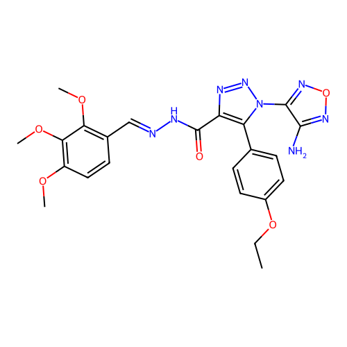 (E)-1-(4-amino-1,2,5-oxadiazol-3-yl)-5-(4-ethoxyphenyl)-N'-(2,3,4-trimethoxybenzylidene)-1H-1,2,3-triazole-4-carbohydrazide structure