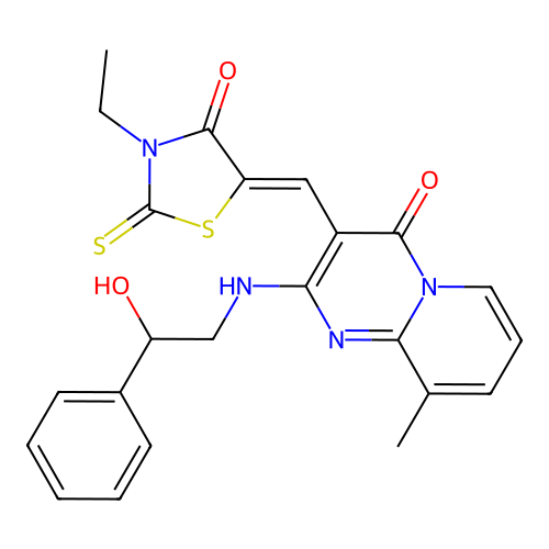 (Z)-3-ethyl-5-((2-((2-hydroxy-2-phenylethyl)amino)-9-methyl-4-oxo-4H-pyrido[1,2-a]pyrimidin-3-yl)methylene)-2-thioxothiazolidin-4-one structure