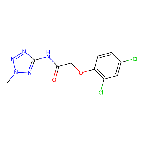 2-(2,4-dichlorophenoxy)-N-(2-methyl-2H-tetrazol-5-yl)acetamide structure